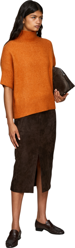 Kurzärmeliger Rollkragenpullover aus Cashmere Orange
