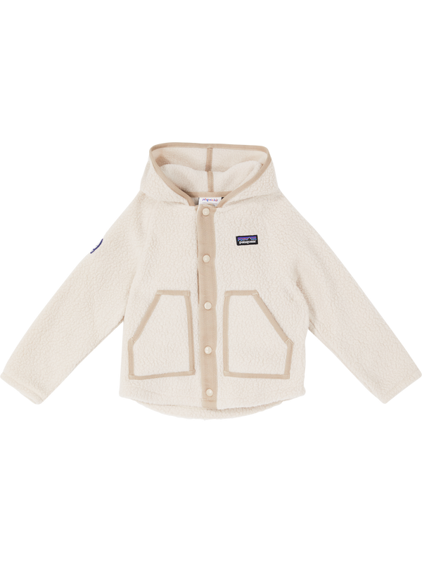 'Baby Retro' hooded fleece jacket beige