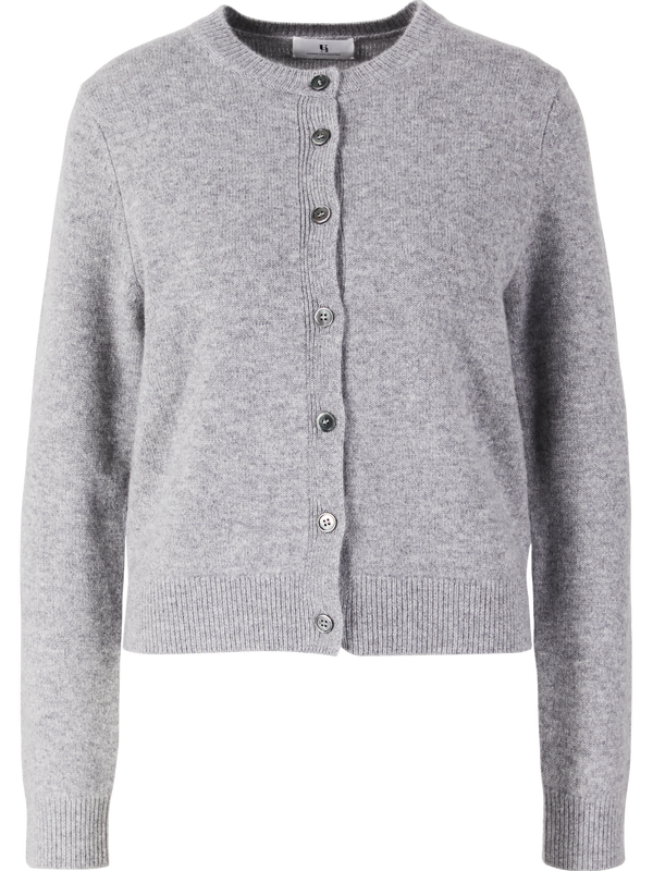 Cropped Cashmere-Strickjacke Silver Melange