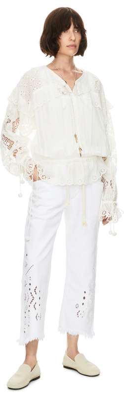 Bluse 'Nowana' mit Lochstickerei Crème