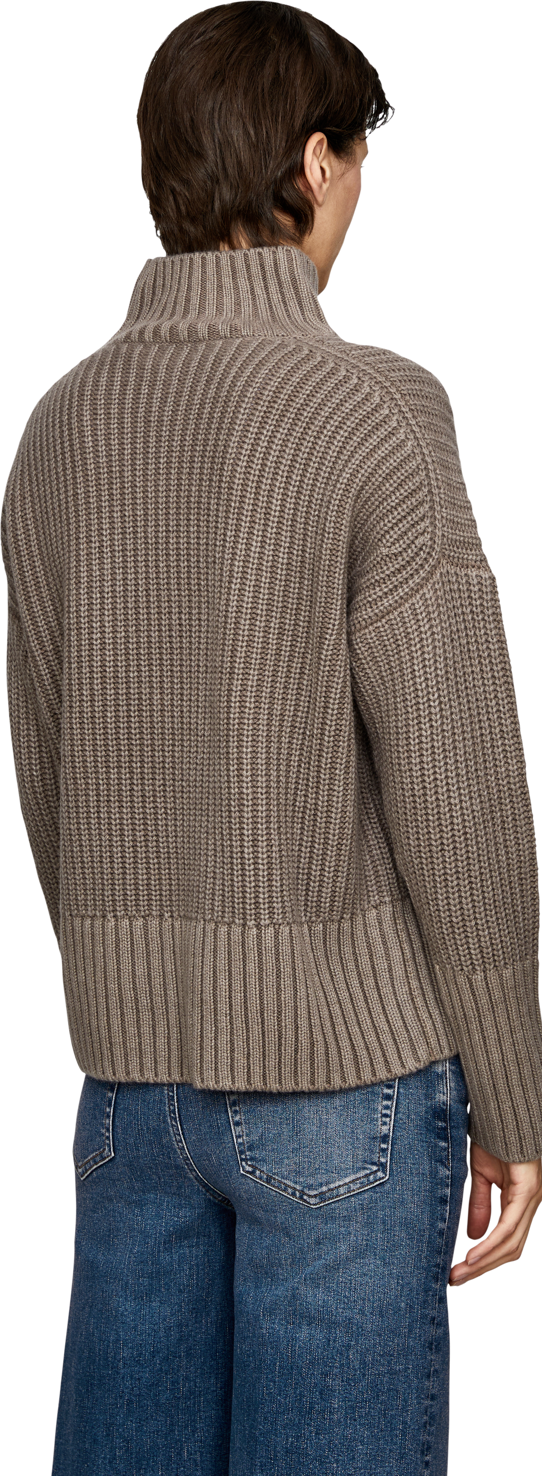 Iris von Arnim Cashmere-Pullover 'Panera' mit Stehkragen Taupe Stonewashed, Rückansicht – UNGER.DE