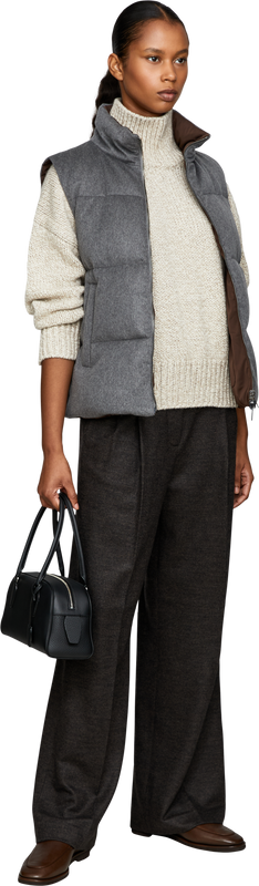 Wool-cashmere down waistcoat grey/brown