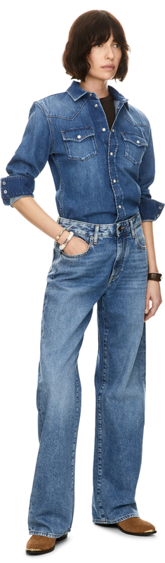 Jeanshemd Mittelblau