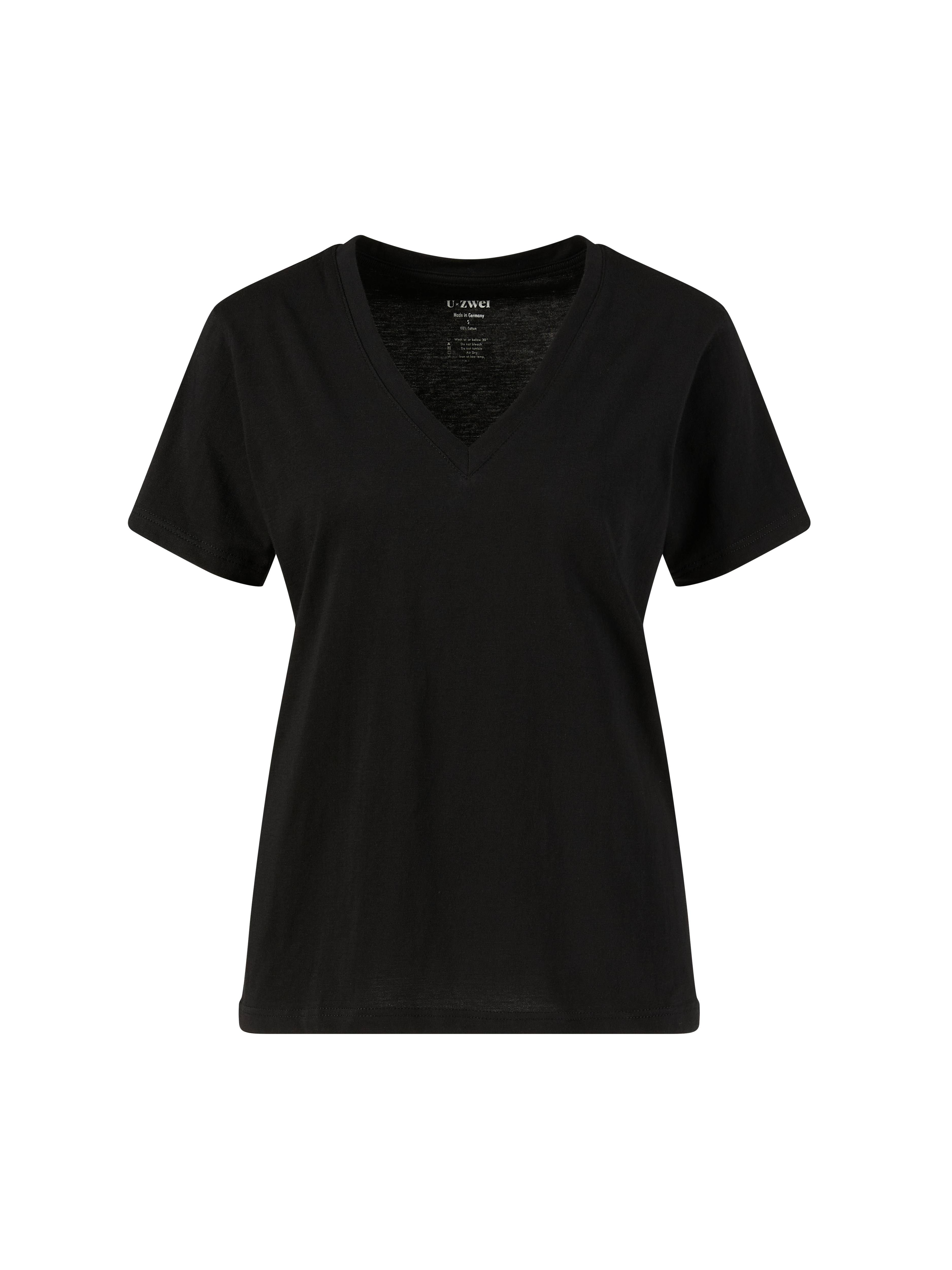 Baumwoll-T-Shirt V-Neck Schwarz