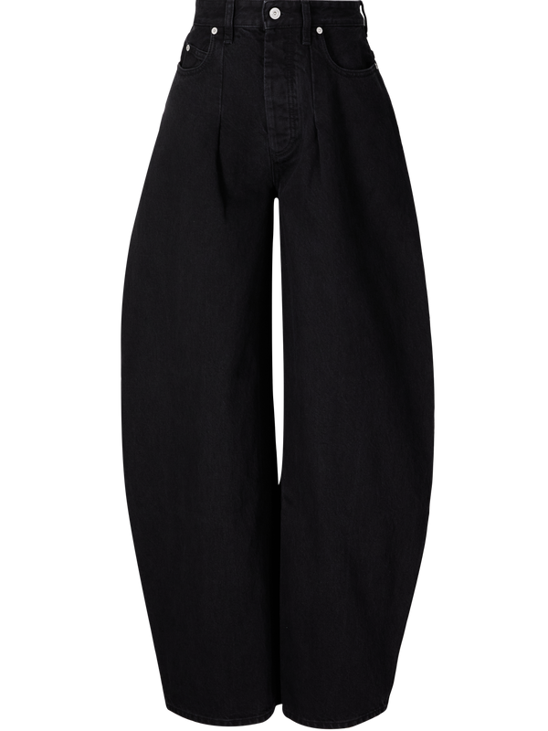 'Le De-Nimes Ovalo' Wide-Leg Jeans, Black