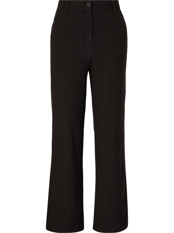 Straight-leg woollen trousers dark brown