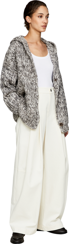 Cashmere and silk cardigan ‘Helenia Hand-knitted’ Taupe/Ecru