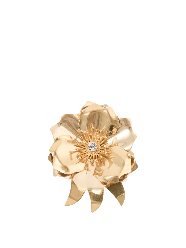 Brosche aus Metall mit Kristall Gold