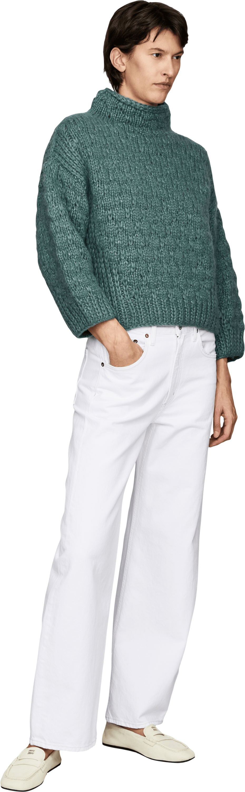 Iris von Arnim Handstrick Pullover 'Lunara' aus Cashmere und Seide Farn, Modelview – UNGER.DE