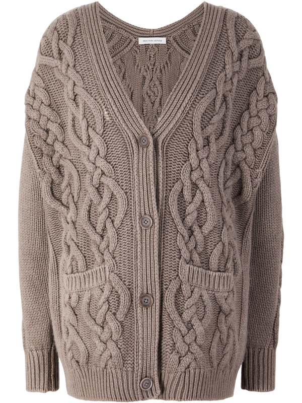 'Zafira' Cashmere Cardigan, Taupe, Stonewashed