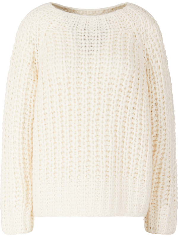 Handgestrickter Cashmere-Seidenpullover 'Valencia' Ecru