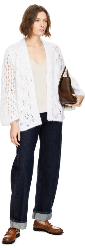 Mohair-Seidenstrickjacke 'Lille' Off White