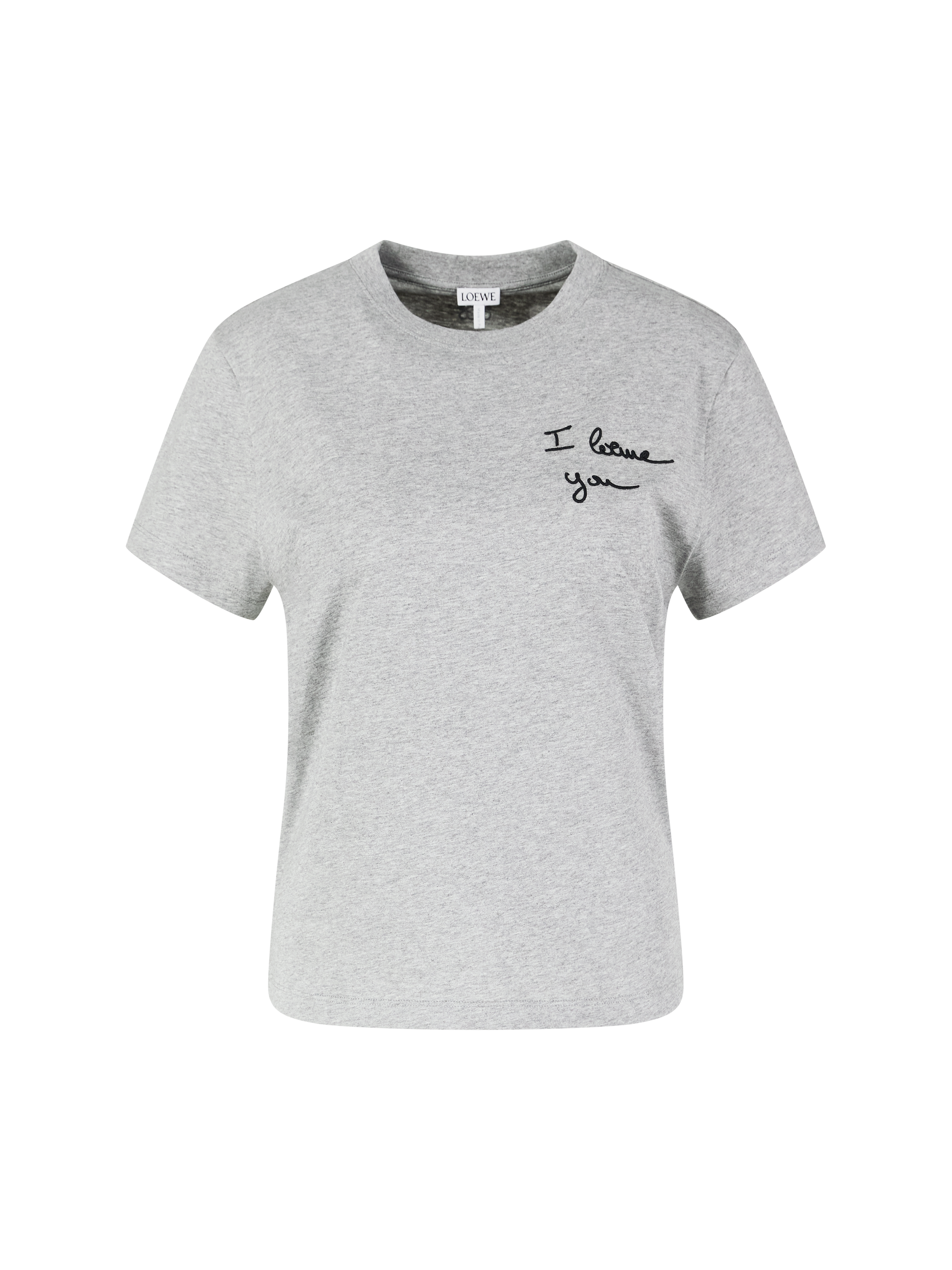 T-Shirt 'I Loewe You' Stickerei Grau