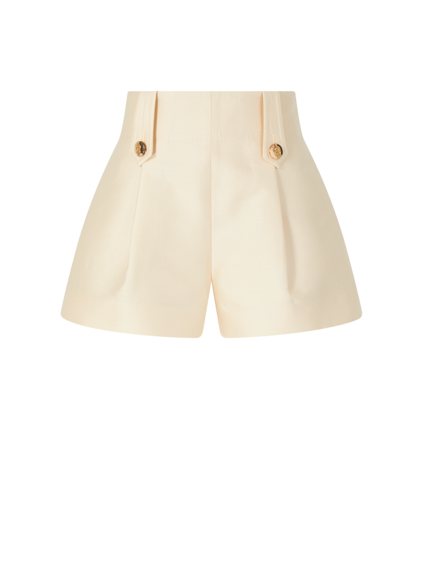 Ausgestellte Woll-Seidenshorts 'Luna' Crème