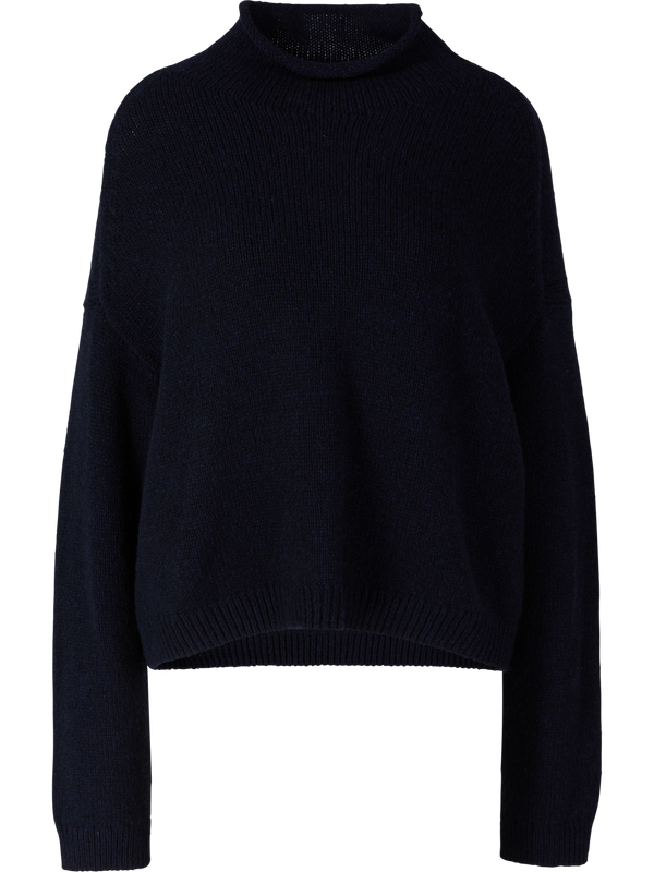 Cashmere-Pullover 'Marke' mit Stehkragen Marineblau
