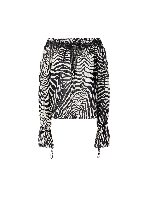 Zebra-print chiffon blouse black/white