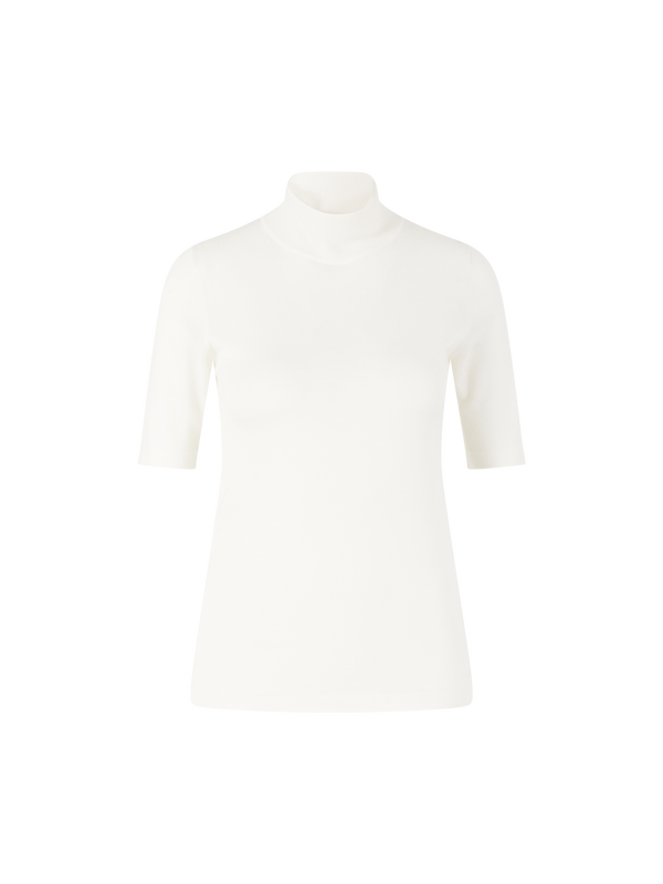 Kurzärmeliger Cashmere-Seiden-Pullover Crème