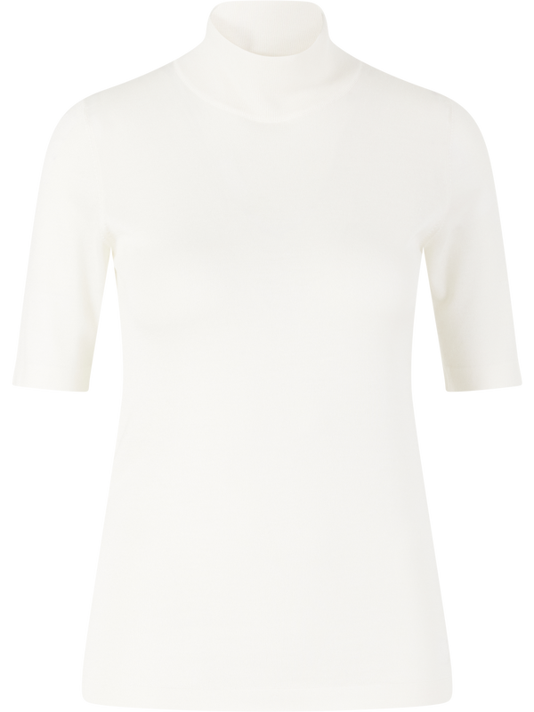 Kurzärmeliger Cashmere-Seiden-Pullover Crème
