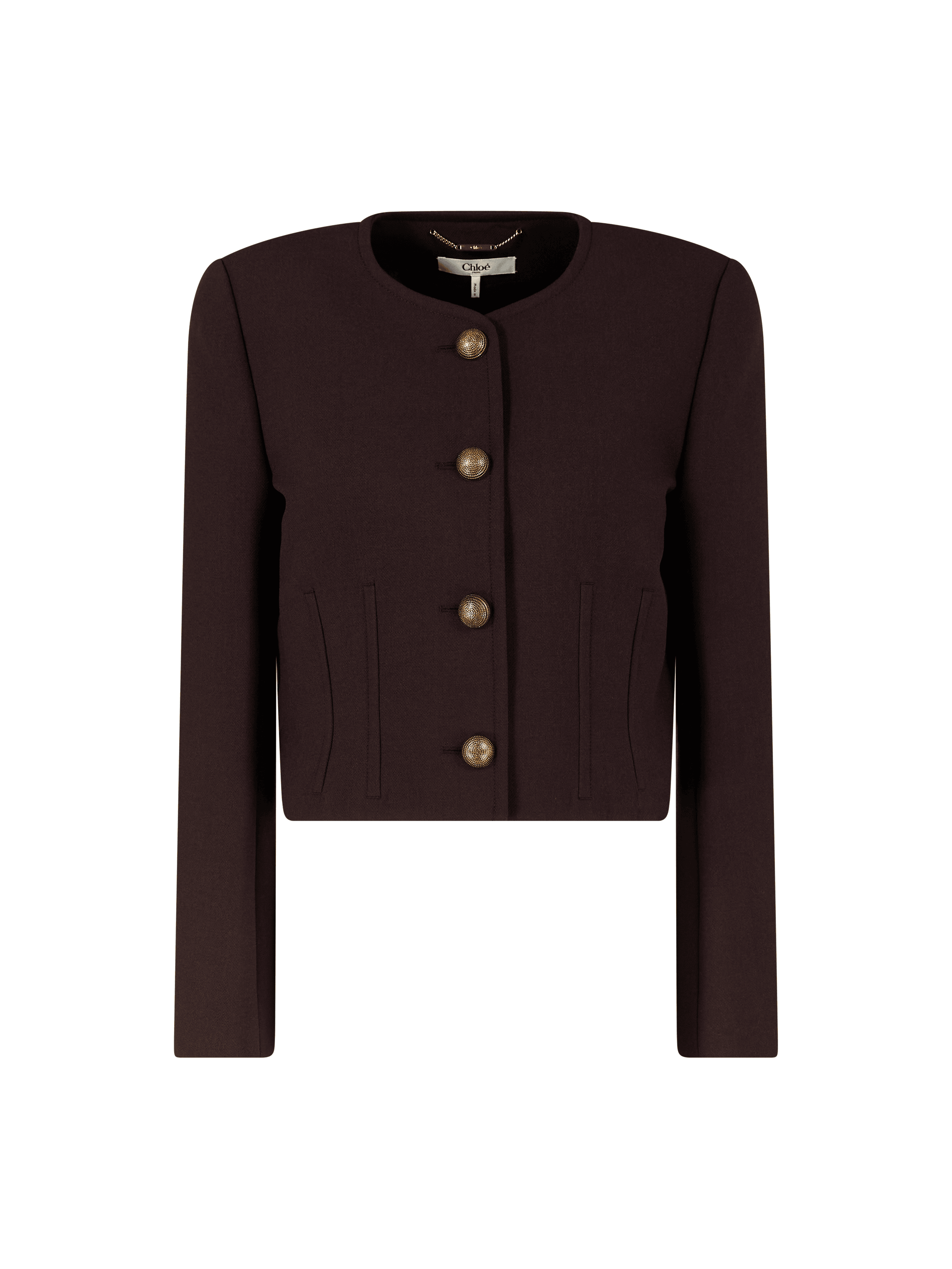 Cropped Blousonjacke aus Schurwolle Violett 