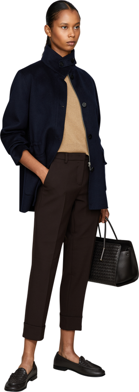 Short-sleeved wool and cashmere jumper light brown