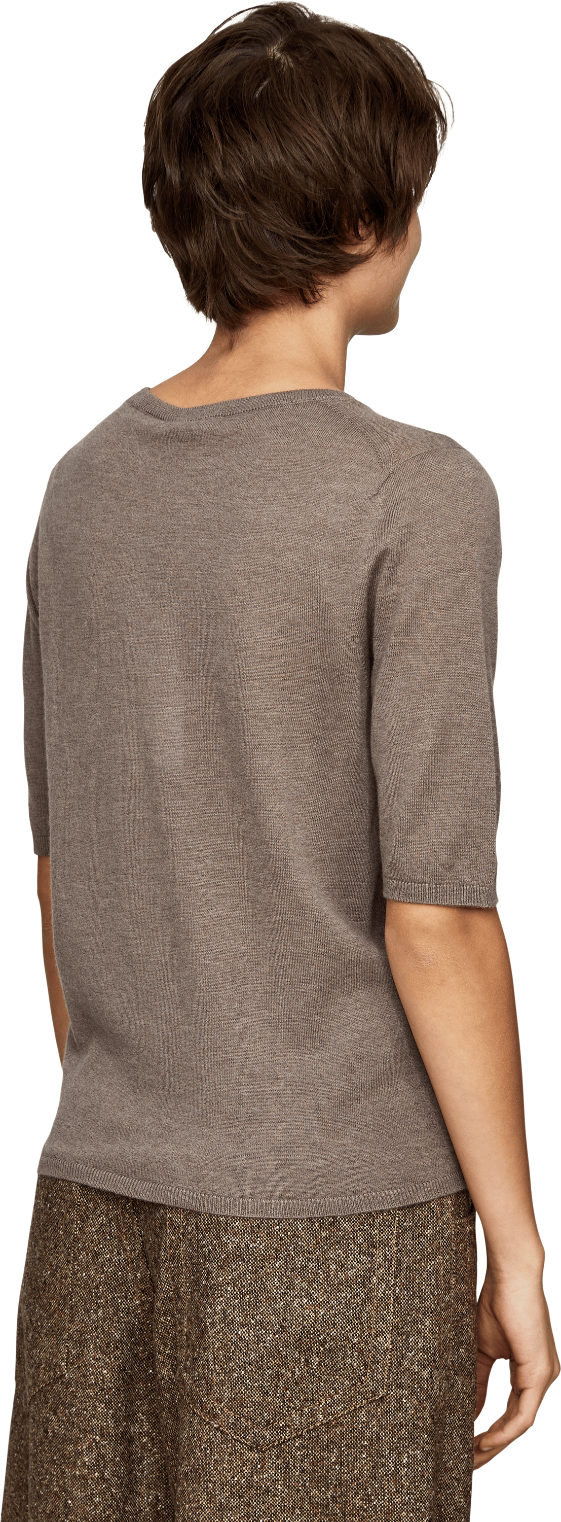 Iris von Arnim 'Lily' T-shirt in Superfine Cashmere, Taupe Delight, Back view – UNGER.DE