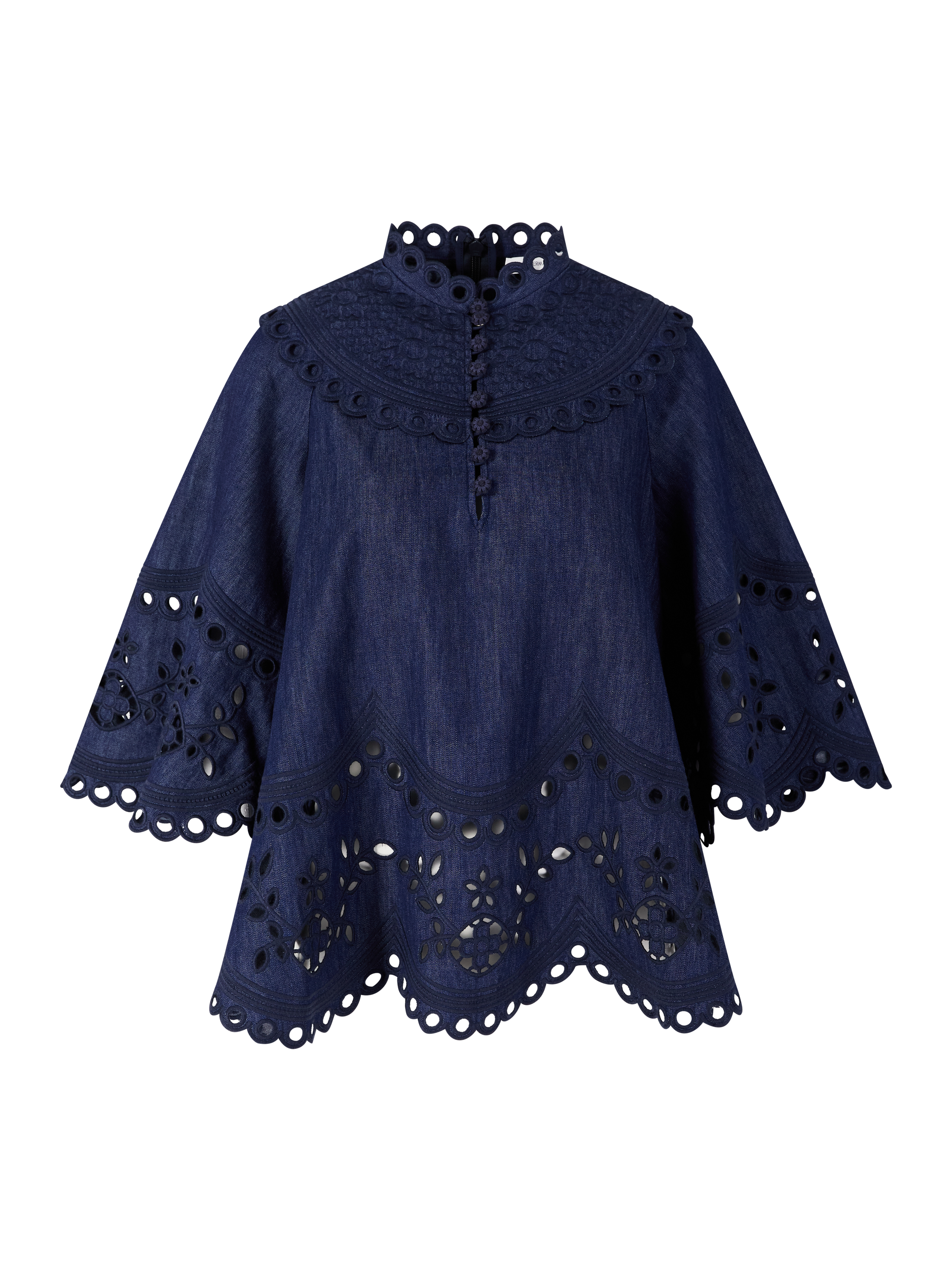 Bestickte Denim Bluse 'Mahon' Marineblau