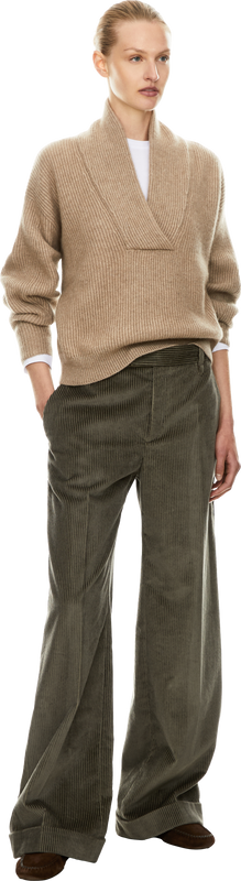 Cashmere-Pullover mit Monili Perlen Beige