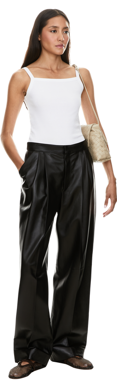 Black lambskin trousers