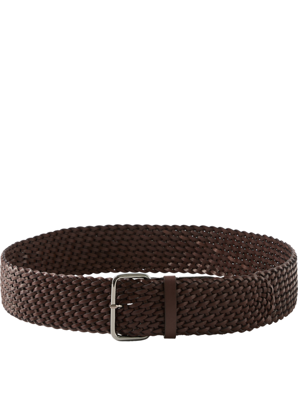 Braided calfskin belt 'Bella Large' chocolate