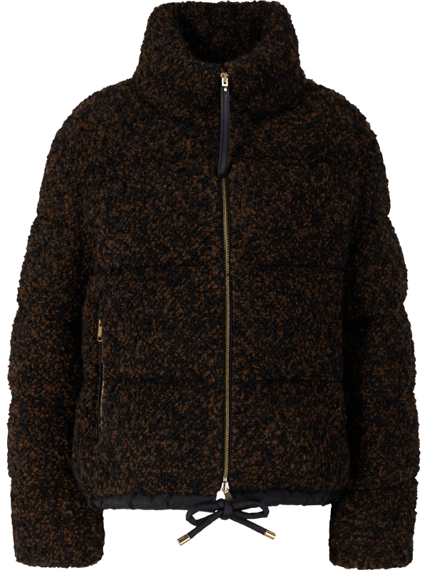 'Trascendance' short down jacket, black and brown