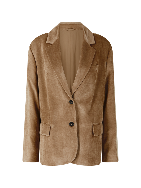 Blazer aus Fluid-Cordsamt mit Monili Beige