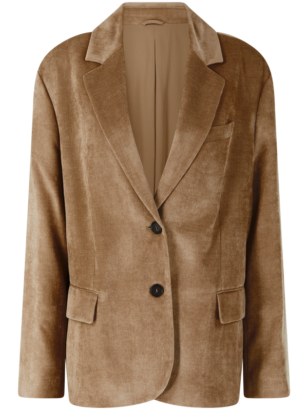 Blazer aus Fluid-Cordsamt mit Monili Beige