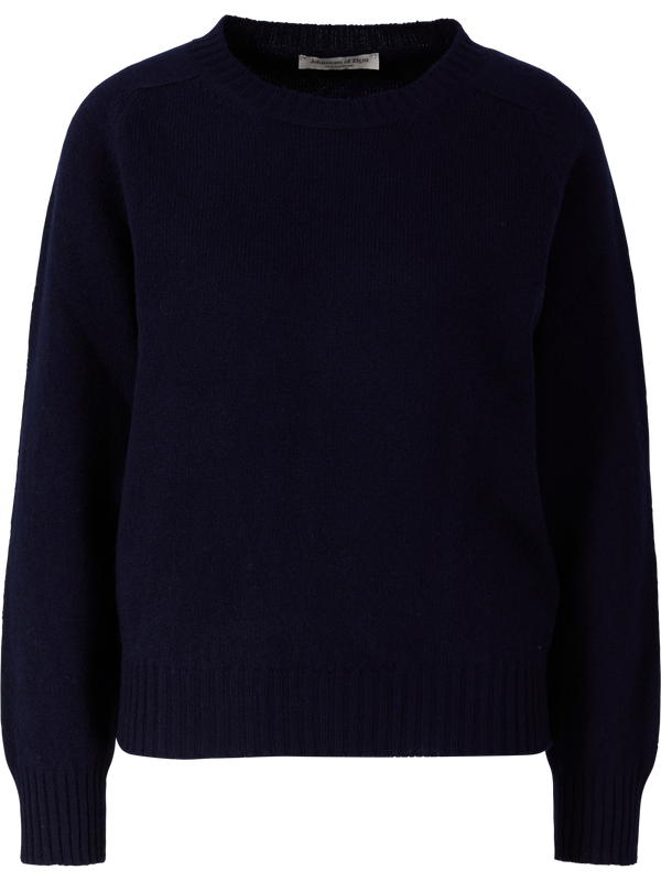 'Blyth' woollen jumper with dropped shoulders, navy blue