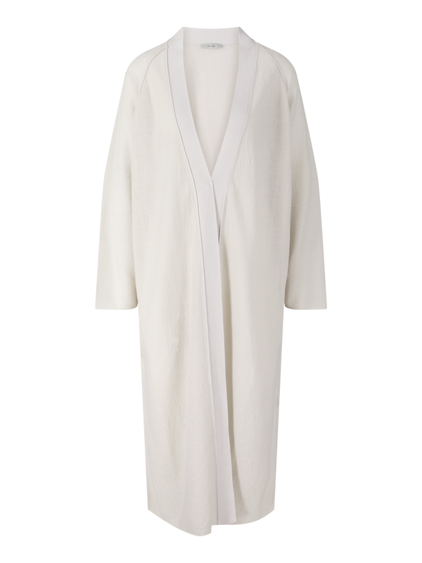 Lange Cashmere-Strickjacke Hellgrau