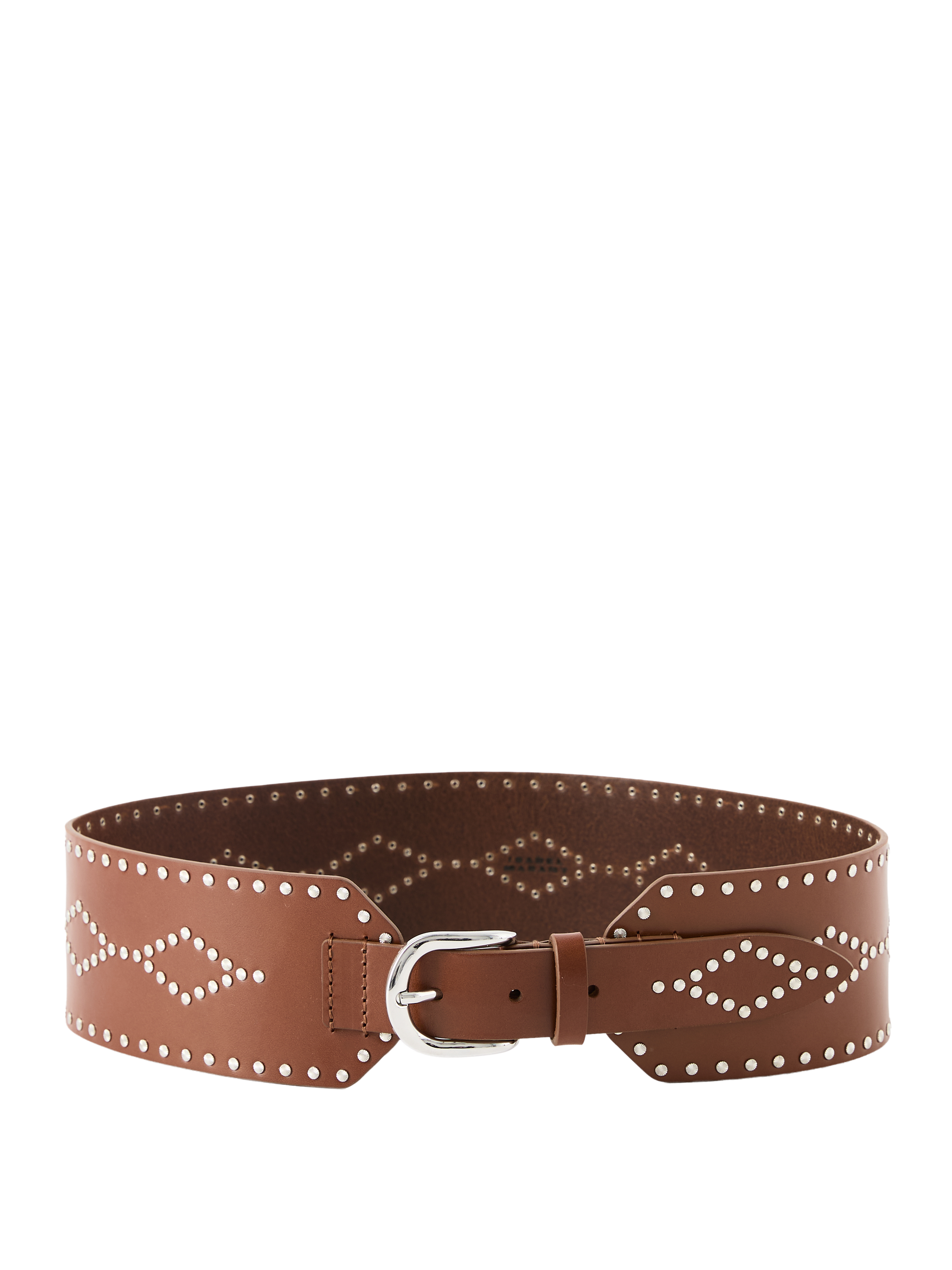 Leather belt 'Lucie' with studs Cognac