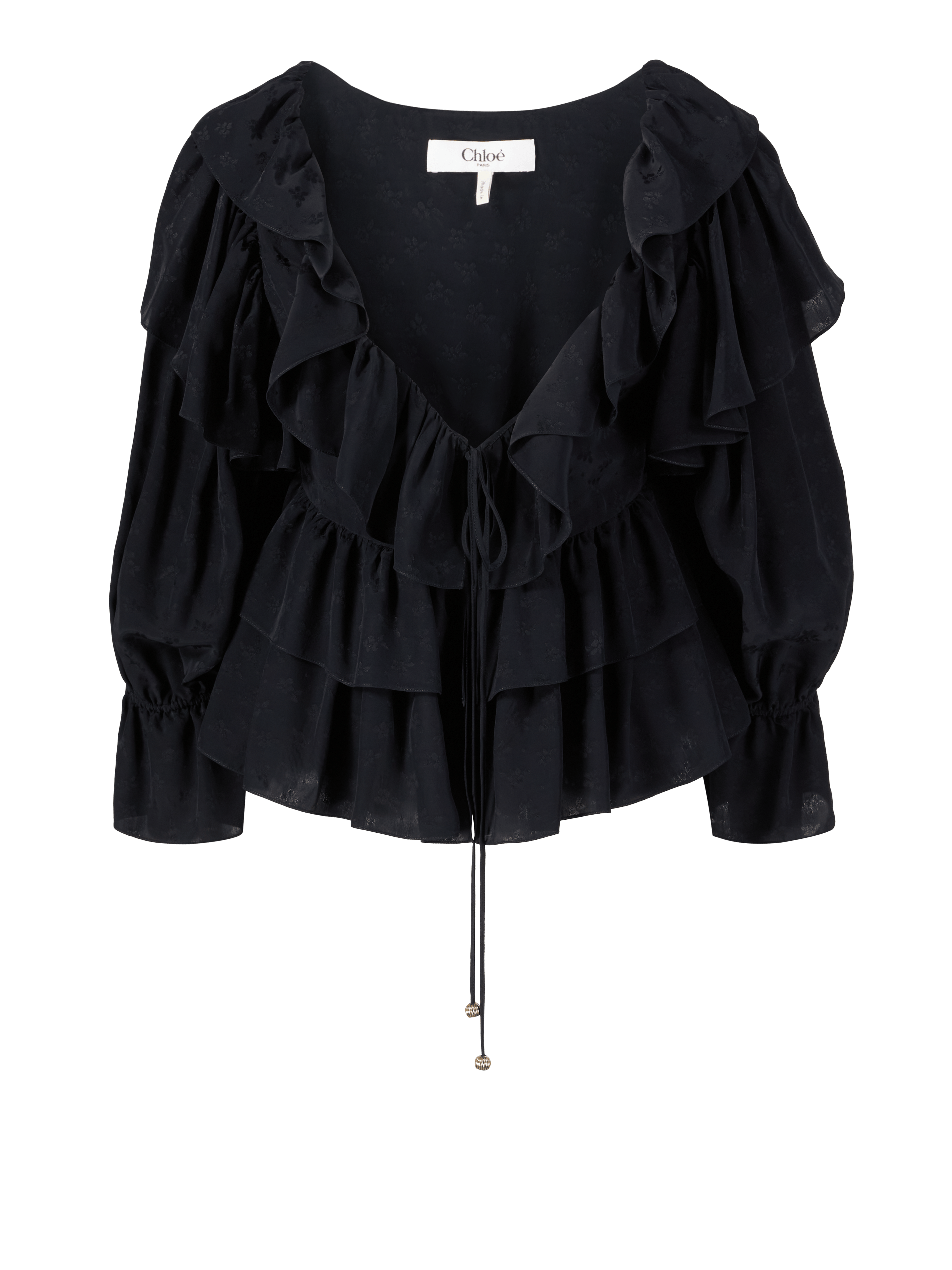 Blouse with ruffles black