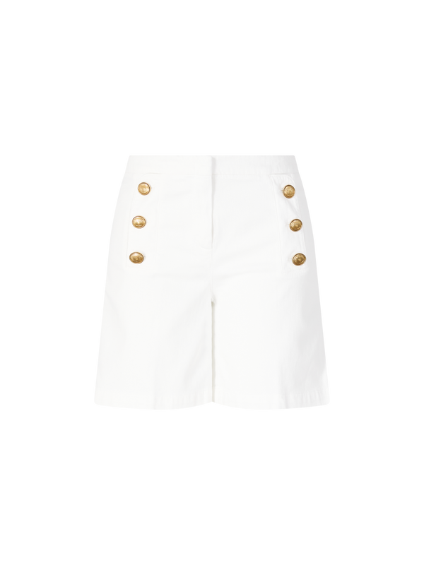 Shorts 'Bridget' mit dekorativen Knöpfen Weiß