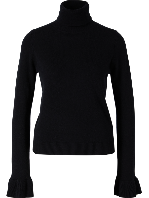 Woll-Cashmere-Pullover mit Rollkragen Schwarz