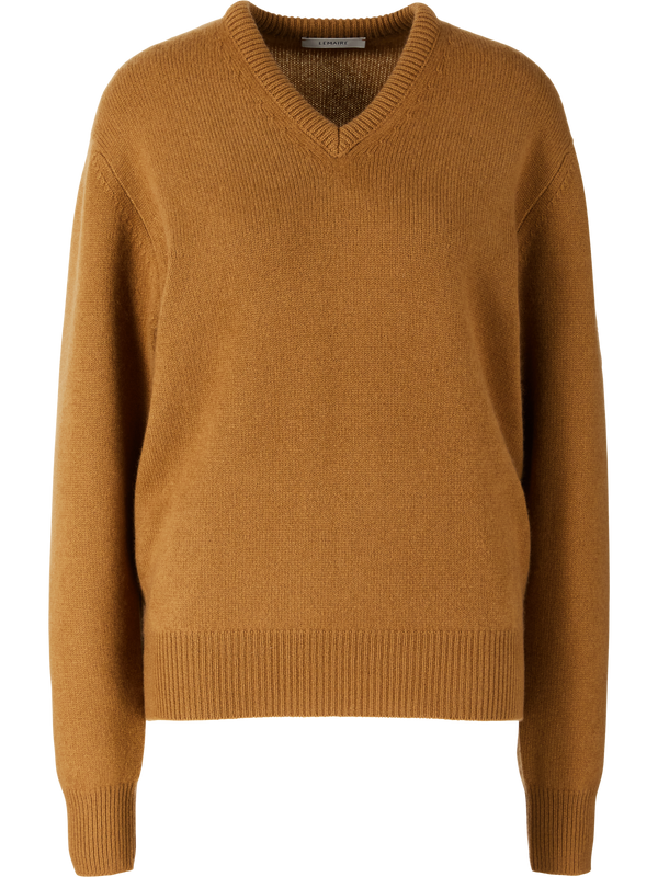 Cashmere-Pullover mit V-Ausschnitt Cumin