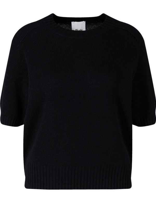 Short-sleeved cashmere crew-neck jumper black