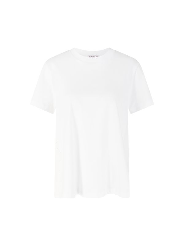 T-Shirt mit Lochstickerei Weiß