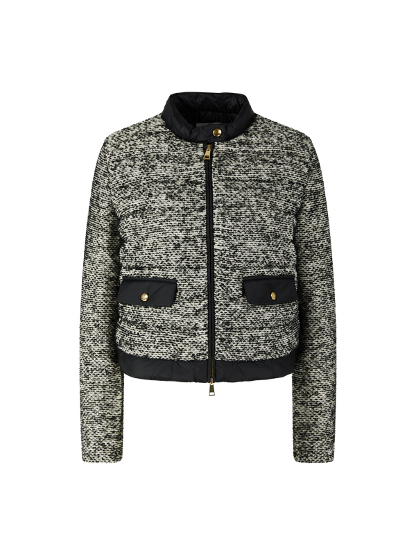 Wattierte Boucléjacke aus Woll- und Alpakamischung Schwarz