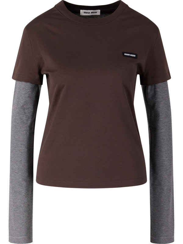 Striped T-shirt, dark brown
