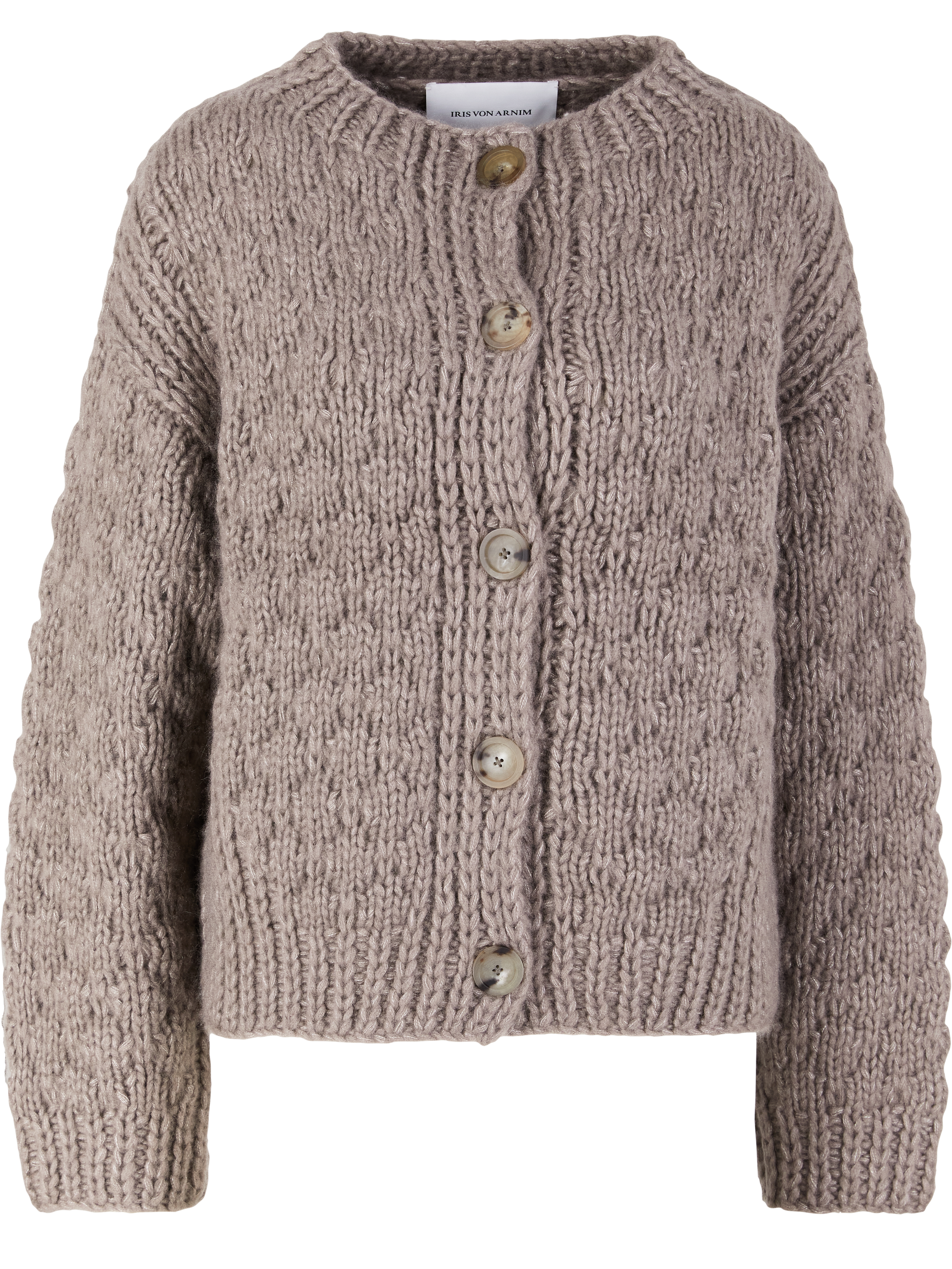 Iris von Arnim 'Lioma Hand-knitted' cashmere and silk cardigan, taupe, Product view – UNGER.DE
