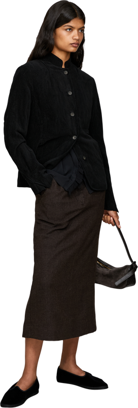 Woollen midi skirt dark brown