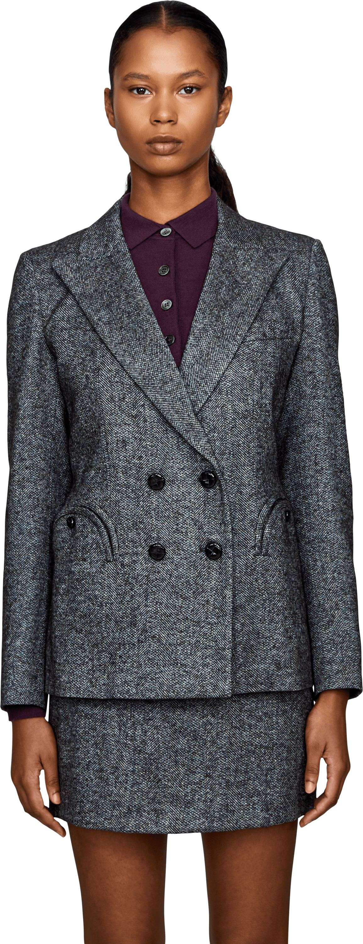 Blazé Milano 'Kasif Charmer' wool blazer with herringbone pattern – grey, Front view – UNGER.DE
