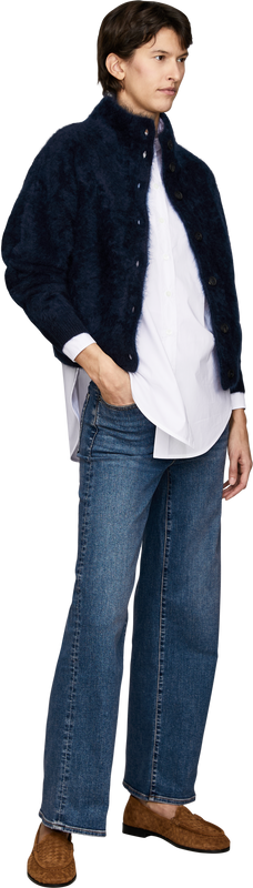 'Dabina Brushed' Navy Cashmere Cardigan