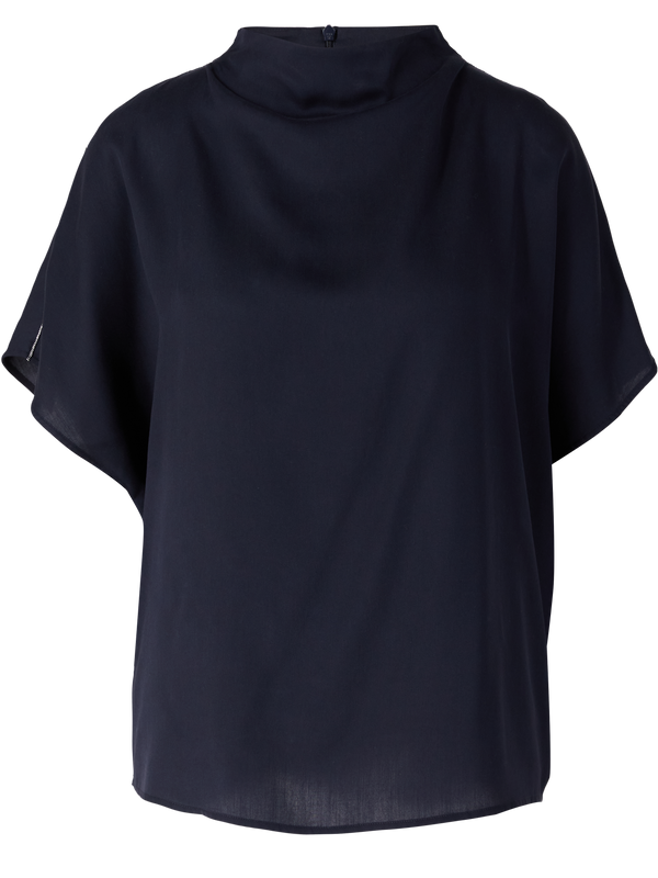 Short-sleeved blouse, navy blue