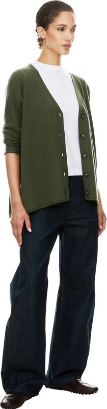Cashmere-Strickjacke mit V-Ausschnitt Grün