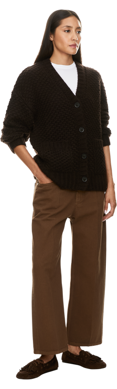 'Avelaura' cashmere and silk cardigan in chocolate